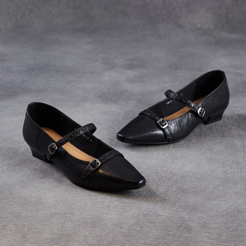 Shoes For Women Flats - Bruin Zwart Korea Dames Flats Vierkante