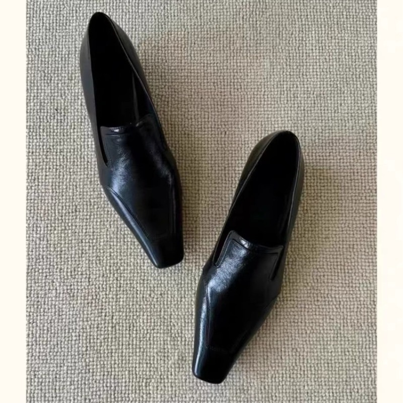 Women Shoes With Heels - Retro vierkante teen diepe mond instappers