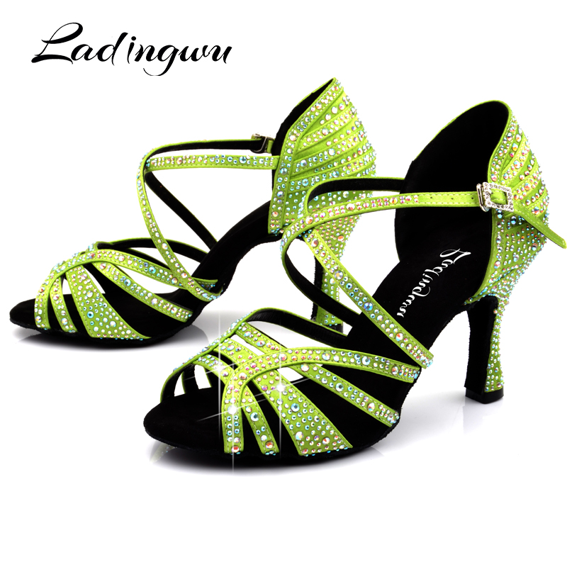 Women'S Shoes Z - Ladingwu Lichtgroen Satijn Latin Dansschoenen Vrouwen