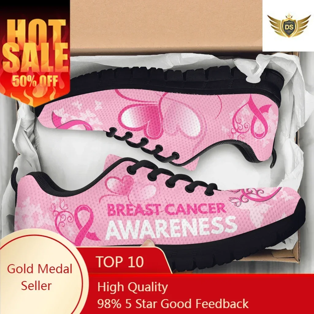 Women Shoes Tennis - Tennisschoenen voor dames Borstkankerbewustzijn Roze lint
